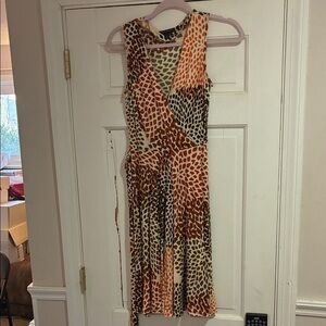Banana Republic Orange and Brown Patterned Midi Dress